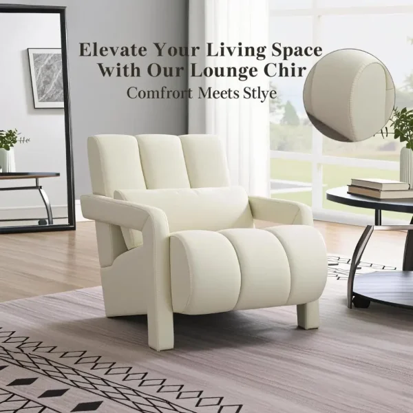 Modern Cushioned Chair with Pillow, Breatheable