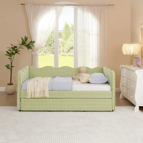 Gingham Daybed with Trundle Twin Bed