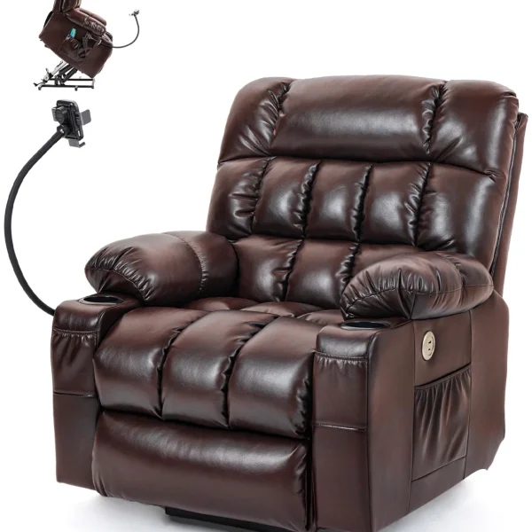 Leather Heated Lift Recliner Chair with Massage