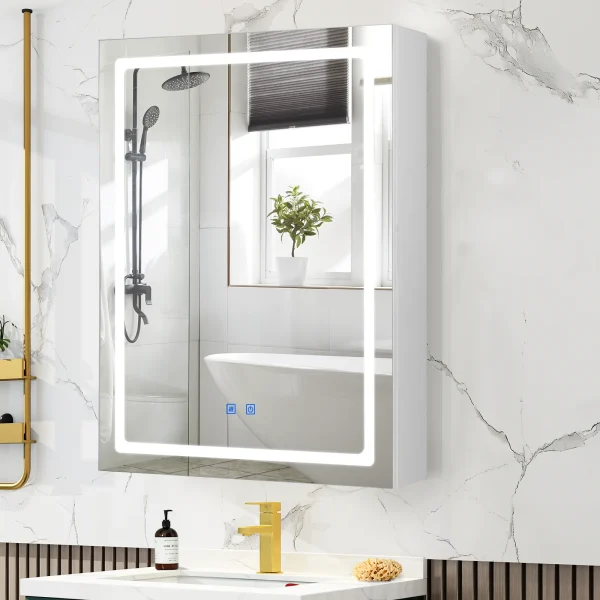 Bathroom Medicine Cabinet with LED Lights, Defogger, Memory 3-Color Mode