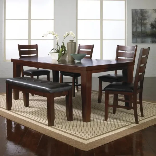 Contemporary 6-Piece Dining Set, 18" Extendable Leaf Table