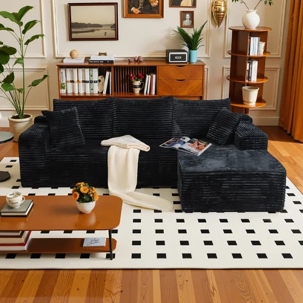 L-shaped corduroy sofa bed